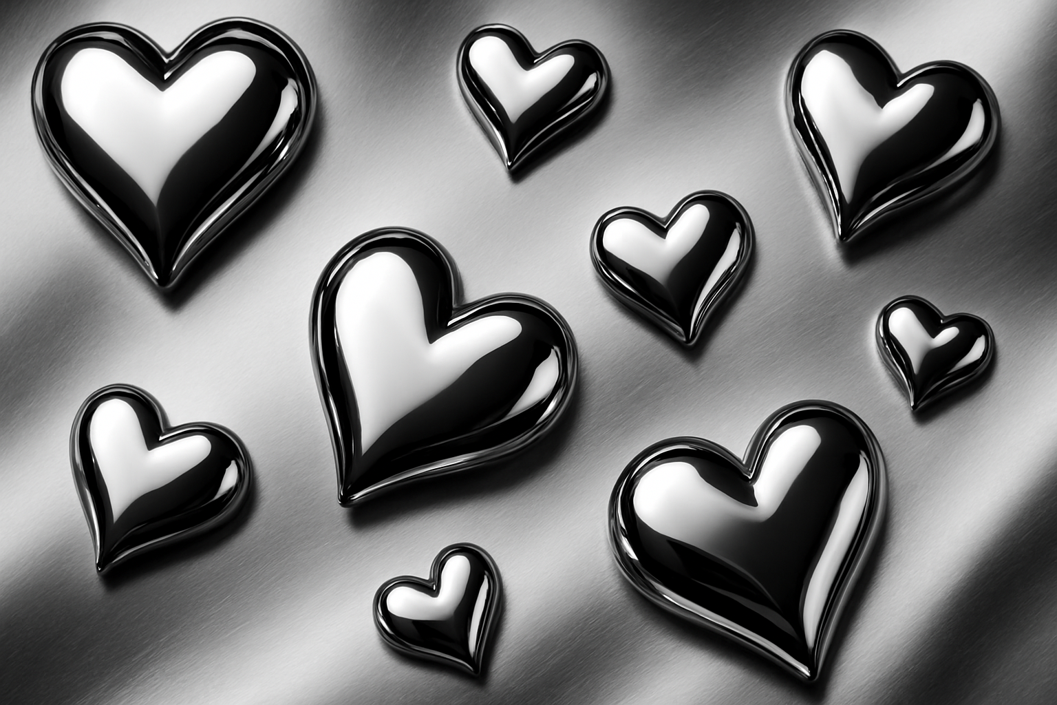 A chrome background with chrome hearts